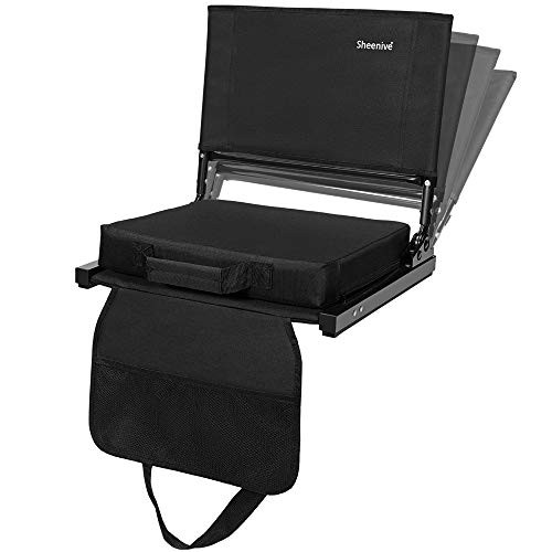 Sheenive Reclining Stadium Seats for Bleachers Padded Cushion Stadium Chairs for Bleacher with Back Support and Shoulder Strap 4 Reclining Positions Detachable Seat for Multi Use 1 Pack Black Sheenive Reclining Stadium Seats for Bleachers Padded Cushion Stadium Chairs for Bleacher with Back Support and Shoulder Strap 4 Reclining Positions Detachable Seat for Multi Use 1 Pack Black
