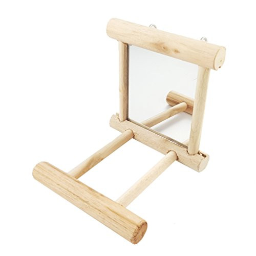 Bird Mirror with Perch Wooden Hanging Swing Toy for Parrot Budgie Parakeet Cockatiel Conure Lovebird Bird Mirror with Perch Wooden Hanging Swing Toy for Parrot Budgie Parakeet Cockatiel Conure Lovebird