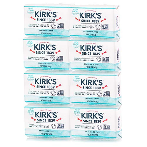 Kirks Original Coco Castile Bar Soap Fragrance Free 4 Ounces 8 Pack