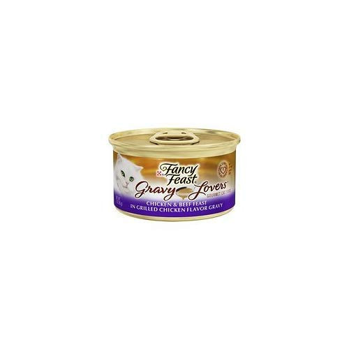 Fancy Feast Gravy Lovers Chicken  Beef Feast in Grilled Chicken Flavor Gravy Cat Food 3 oz 12 Cans