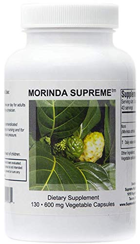 Supreme Nutrition Morinda Supreme 130 Whole Noni Fruit 600 mg Capsules  1800 mg per Serving