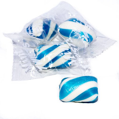 Blue Cylinder Shaped Mint Candy Twists  2 Pounds