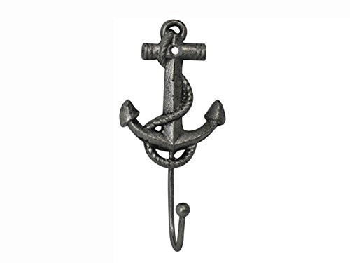 Hampton Nautical Rustic Silver Decorative Cast Iron Anchor Wall Hook 7  Rustic Wall Art  Vintage Wall D?r