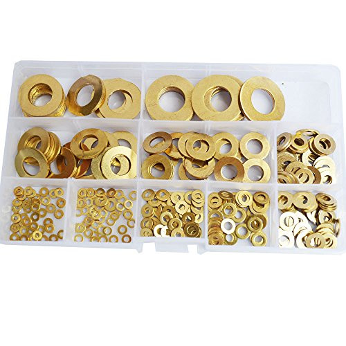 Brass Flat Round Washer Countersunk Metric Plain Gasket Metal for Screw Standard Hardware Tool Fastener M2 M25 M3 M4 M5 M6 M8 M10 M12 M14 Assortment Kit Assorted SAE 325pcs