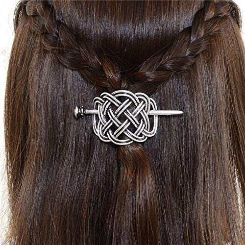 Viking Celtic Hair Clips Hairpins Viking Hair Accessories Celtic Knot Hair Pins Antique Silver Hair Sticks Irish Hair Decor Accessories for Long Hair Jewelry Braids Hair Slide Clip