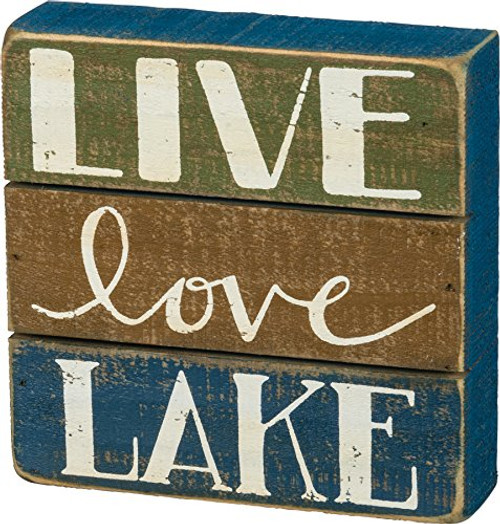 Primitives by Kathy Live Love Lake Wood Block Sign Primitives by Kathy Live Love Lake Wood Block Sign