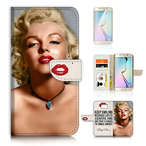 ( For Samsung S7 Edge ) Flip Wallet Case Cover & Screen Protector Bundle - A21327 Marilyn Monroe Young