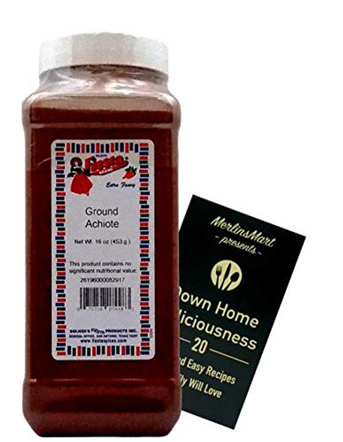 Bolners Fiesta Extra Fancy Ground Achiote Annatto Plus Recipe Booklet Bundle 16 Ounces Bolners Fiesta Extra Fancy Ground Achiote Annatto Plus Recipe Booklet Bundle 16 Ounces