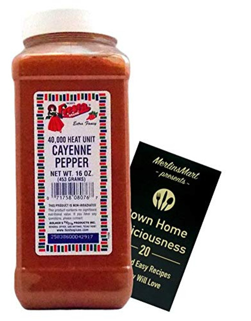 Bolners Fiesta Extra Fancy Cayenne Pepper 40000 HU Plus Recipe Booklet Bundle 16 Ounces Bolners Fiesta Extra Fancy Cayenne Pepper 40000 HU Plus Recipe Booklet Bundle 16 Ounces