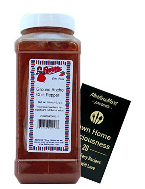 Bolners Fiesta Extra Fancy Ground Ancho Chili Pepper Powder Plus Recipe Booklet Bundle 16 Ounces Bolners Fiesta Extra Fancy Ground Ancho Chili Pepper Powder Plus Recipe Booklet Bundle 16 Ounces