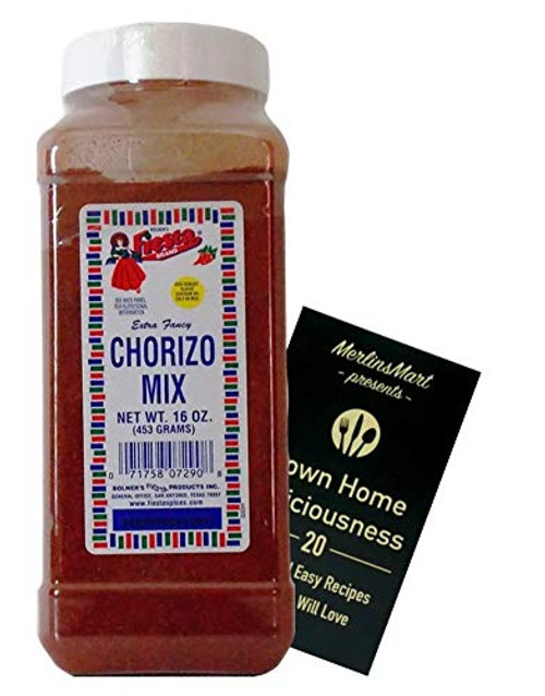 Bolners Fiesta Extra Fancy Salt Free Chorizo Sausage Seasoning Mix Plus Recipe Booklet Bundle 16 Ounces Bolners Fiesta Extra Fancy Salt Free Chorizo Sausage Seasoning Mix Plus Recipe Booklet Bundle 16 Ounces