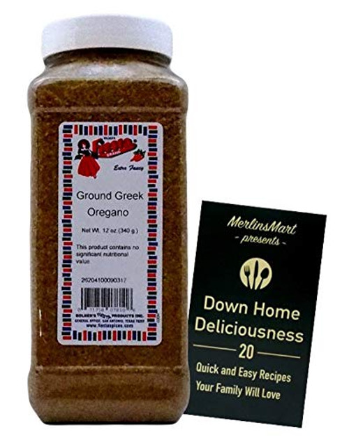 Bolners Fiesta Extra Fancy Ground Greek Oregano Plus Recipe Booklet Bundle 12 Ounces Bolners Fiesta Extra Fancy Ground Greek Oregano Plus Recipe Booklet Bundle 12 Ounces