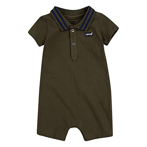 Levis Baby Boys Short Sleeve Polo Romper Olive Night 03M