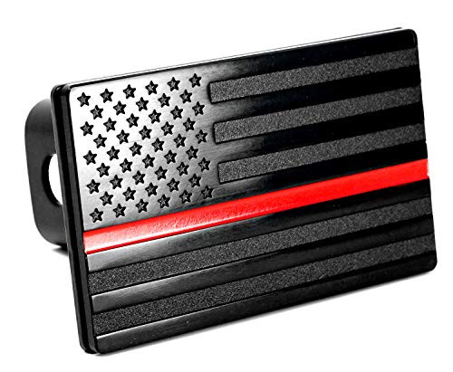 USA American Flag Metal Trailer Hitch Cover Fits 2 Receivers Black with Red line USA American Flag Metal Trailer Hitch Cover Fits 2 Receivers Black with Red line