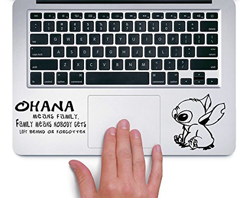 Stitch Ohana Means Family Disney  Trackpad Apple Macbook Laptop Vinyl Sticker Decal