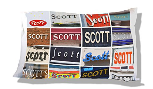 Personalized Pillowcase featuring the name SCOTT photos of signs Personalized Pillowcase featuring the name SCOTT photos of signs