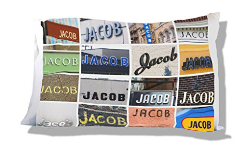 Personalized Pillowcase featuring the name JACOB photos of signs Personalized Pillowcase featuring the name JACOB photos of signs