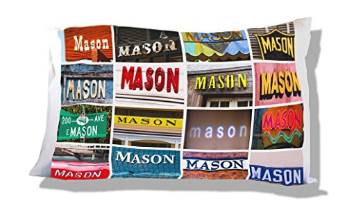 MASON Personalized Pillowcase featuring the name in photos of signs MASON Personalized Pillowcase featuring the name in photos of signs