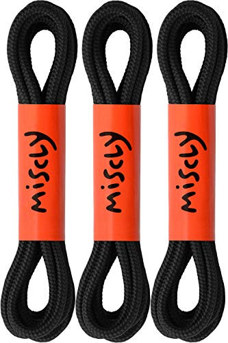 Miscly Round Boot Laces 3 Pairs Heavy Duty and Durable Shoelaces for Boots Work Boots  Hiking Shoes 72 Black