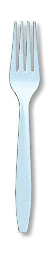 Set of 2 Pastel Blue Premium Plastic Forks 24 ct