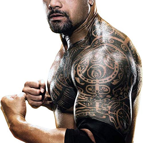 Leoars Extra Large Temporary Tattoo Similar the Rock Arm Chest Big Totem Body Tattoos Sticker Tribal Fake Black Tattoo for Men Women Makeup Waterproof 6Sheet