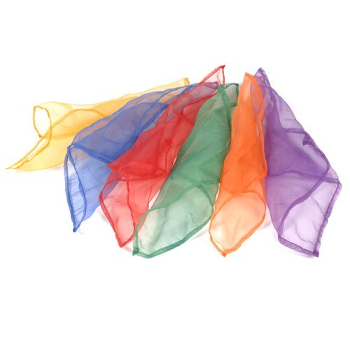 Constructive Playthings Set of Six 36 Square XTra Large Childrens Rainbow Scarves for Dancing and Movement in Vibrant Colors