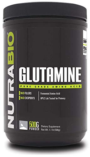 NutraBio LGlutamine Powder  500 Grams