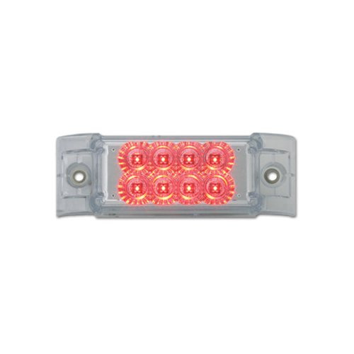 Grand General 77663 Red Rectangular Spyder 8-LED Marker and Clearance Sealed Light with Clear Lens