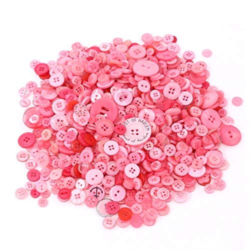 600 Pcs Assorted Size Resin Buttons Craft Buttons 2 and 4 Holes Round Craft Sewing Buttons for Art  Crafts Projects DIY Decoration DIY Crafts Childrens Manual Button Painting Pink