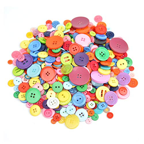 600 Pcs Assorted Size Resin Buttons Craft Buttons 2 and 4 Holes Round Craft Sewing Buttons for Art  Crafts Projects DIY Decoration DIY Crafts Childrens Manual Button Painting Mixed Color