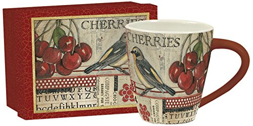 LANG - 17 oz Ceramic Cafe Mug  - "Cherries" - Artwork by Kimberly Poloson