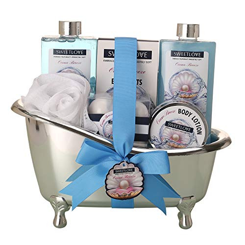 Spa Gift Basket for WomenBath  Body Gift Sets for Her with Ocean ScentLuxurious 10 PieceIncludes Bubble Bath Bath FizzerLotion and More Best Gift for Mothers Day Birthday Christmas