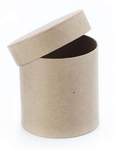 Darice SSDAR280546FCAS 280546FCAS Paper Mache Box  Round with Lid  4 x 4 in Natural