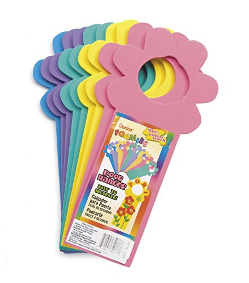 Darice Foam Door Hangers 9PkgFlower Assorted Colors