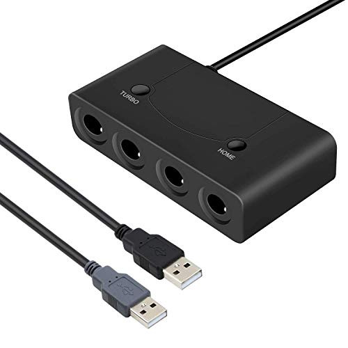 Gamecube Controller Adapter, Super Smash Bros Ultimate Switch Gamecube NGC Controller Support Turbo Home for Switch, Wii U, PC USB