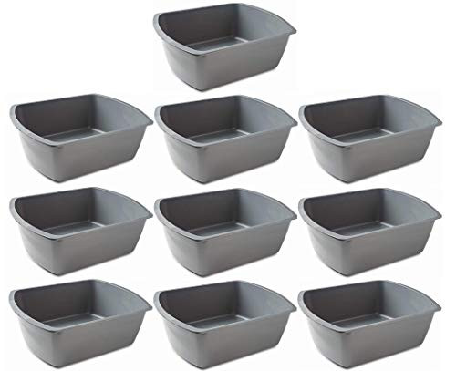 Vakly Rectangular Plastic Wash Basins Gray 8 Quart 10