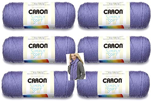 Caron Simply Soft Yarn  6 Pack with Pattern Lavender Blue