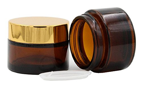 2Pcs Brown Empty Glass Refillable Face Cream Lotion Makeup Bottles Jar Pot With Gold Lid Cosmetic Eye Lip Balm Nail Art Storage Container 30ML  30G