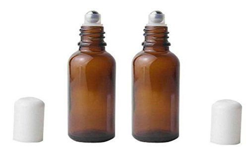 6PCS Brown Empty Glass Refillable Roll on Bottles Roller Bottle Container With Stainless Steel Balls For Essential Oil Lip Balms Perfume 50ML