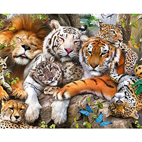 Yumeart Full Square Drill Diamond Painting Cross Stitch Tiger and Lion Rhinestones Embroidery Mosaic Animals 30x40cm12x16