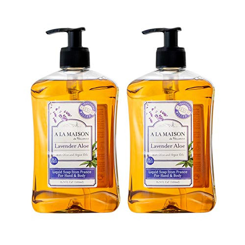 A La Maison de Provence Lavender Aloe Liquid Hand and Body Soap Pack of 2 With Argan Oil Olive Oil and Vitamin E 169 fl oz Each SGB072Q1PDBSUS A La Maison de Provence Lavender Aloe Liquid Hand and Body Soap Pack of 2 With Argan Oil Olive Oil and Vitamin E 169 fl oz Each SGB072Q1PDBSUS