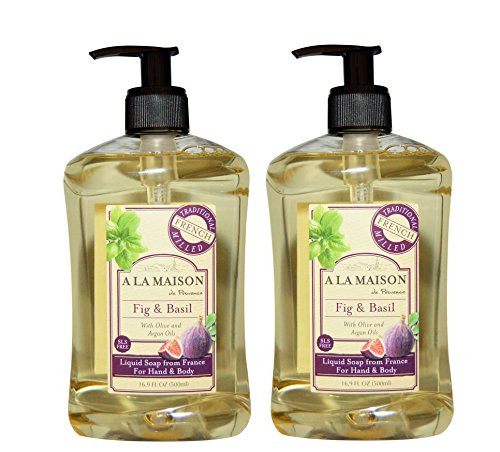 A La Maison de Provence Fig and Basil Liquid Hand and Body Soap Pack of 2 With Coconut Oil Argan Oil and Vitamin E 169 fl oz Each