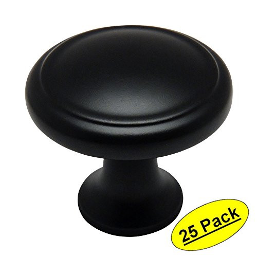 25 Pack  Cosmas 5982FB Flat Black Cabinet Hardware Round Knob  118 Diameter