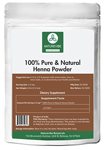 100 Pure  Natural Henna Powder 12lb by Naturevibe Botanicals For Hair Color 8 ounces