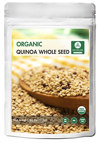 Organic Quinoa 5lb by Naturevibe Botanicals GlutenFree  NonGMO  Chenopodium Quinoa  Rich in Protein Iron  Fiber