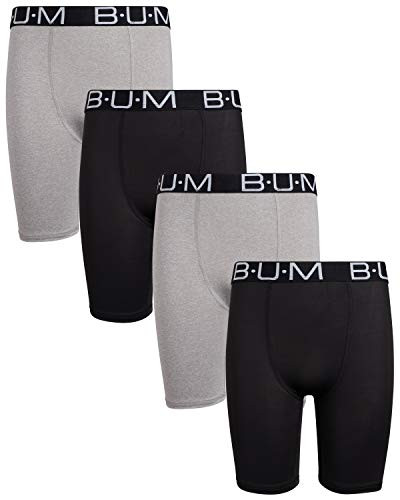 BUM Equipment Boys Performance DryFit Compression Boxer Briefs Pack of 4 Medium  810 GreyBlack