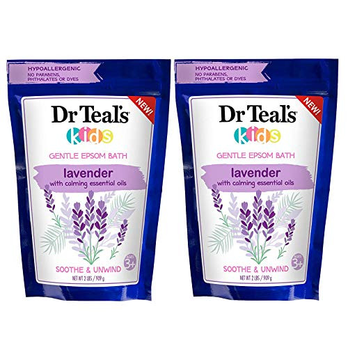 Dr Teals Kids Gentle Epsom Salt Bath  Lavender  2 lb Bags Pack of 2