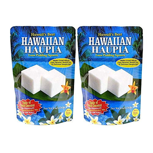 Hawaiis Best Hawaiian Haupia 2 Pack  Hawaiis Best Luau Pudding Squares 8 oz 16 oz total  Luau Pudding Squares for Haupia Pudding Haupia Pies and Cakes