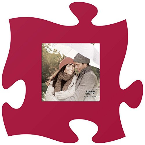 P Graham Dunn Red 12 x 12 Wall Hanging Wood Puzzle Piece Photo Frame