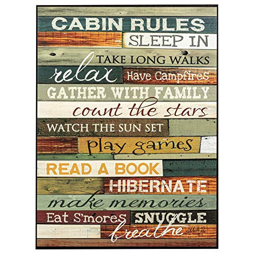 P Graham Dunn Cabin Rules Colorful Distressed Wood 16 x 12 Wood Wall Art Sign Plaque